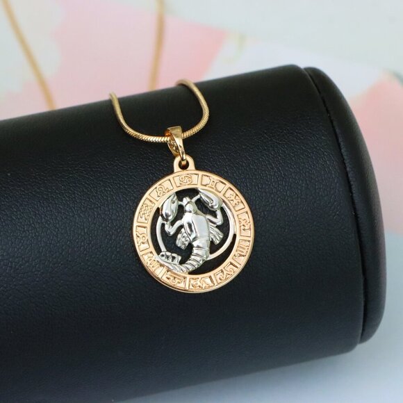 "Rose Gold Cancer Zodiac Pendant with Crab Symbol and Sign Circle, XPPT1448 - Picture 6 of 13